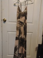 Pink Summer Dress With Leaf Prints Size Small