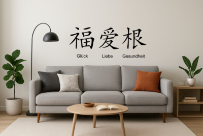 Wandtattoo Wandsticker Chinesischezeichen Liebe Glück Gesundheit W001