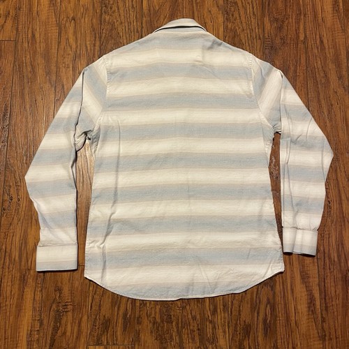 Travis Mathew uomo con bottoni taglia M blu righe flanella manica lunga preppy - Foto 11 di 15
