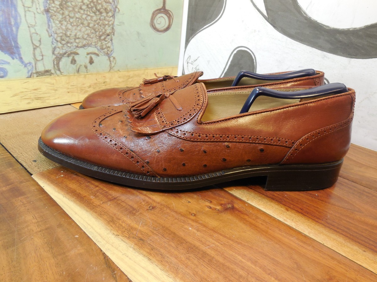 Stanley Brown Leather Kiltie Tassel Wingtip Loafers Men display picture 2