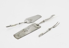 Set Tortenheber Kuchenheber Kuchengabel antik Gravur Perlmuttgriff Vintage