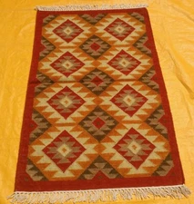 Small 2.6X4 Kilim Rug Turkish Handmade Super Fine Wool Oushak Kelim Rug Carpet