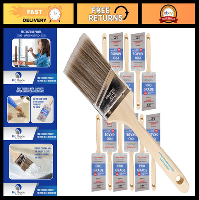 Pro Grade 2.5 Inch Angle Paint Brushes for Walls & Trim - 12 Pack Set