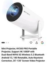 Mini Projector, HY300 PRO Portable Projector, Support 4K 1080P with Dual-Band WI