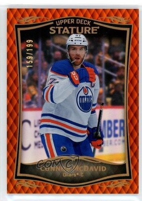 2024-25 Upper Deck Stature 2023-24 Base Orange 159/199 Connor McDavid #18 16kt