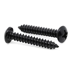 #12 X 1-1/2" Pan Head Self Tapping Screws Sheet Metal Wood Screws, Black Oxide,