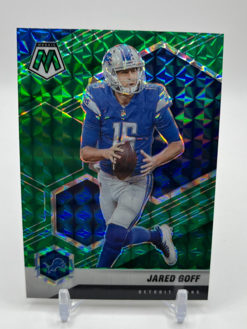2021 Panini Mosaic Jared Goff #72 Green Mosaic