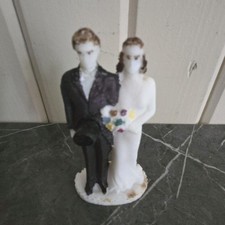 1930's Wedding Cake Topper Bride and Groom Bisque Vintage