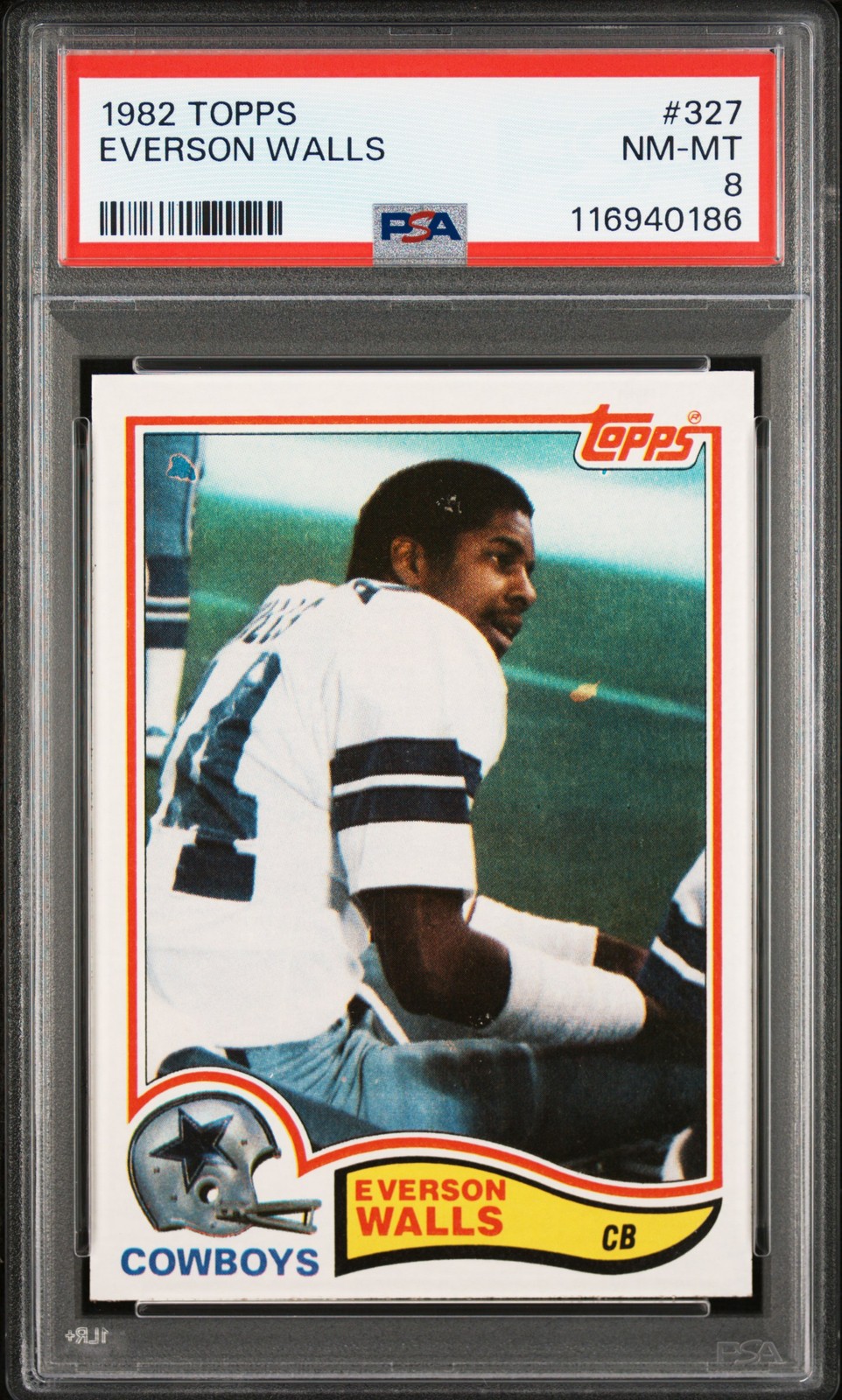 1982 TOPPS #327 EVERSON WALLS ROOKIE RC PSA 8