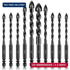 HPHOPE 10Pcs Masonry Drill Bits Set - Concrete Drill Bit Set for Tile, Brick, Gl