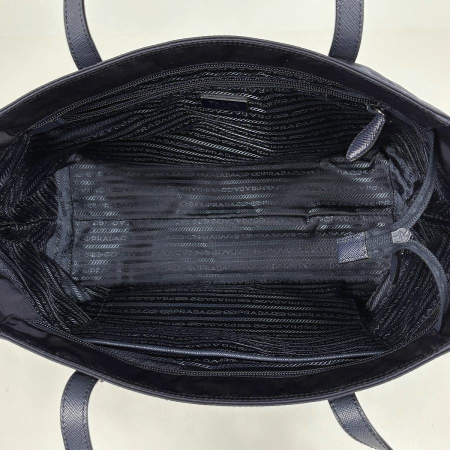 PRADA Plate Tote Bag Shoulder Bag Nylon Navy 1BG052 with G Card #BS1107 thumbnail 7