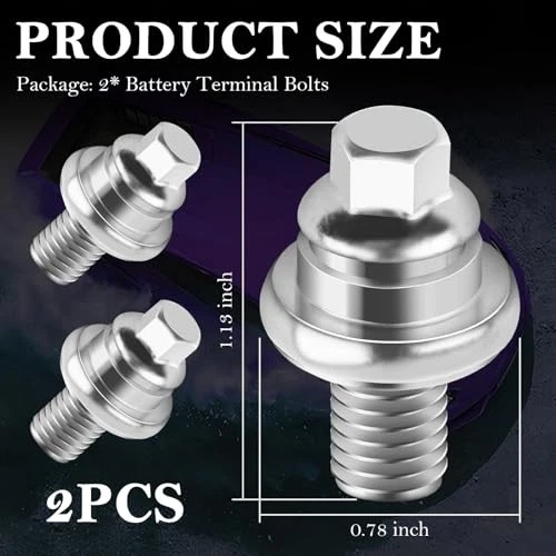 2PCS 3/8''-16 Battery Terminal Bolts,Q235 Steel Side Post Battery Bolts for  - Image 3 of 4