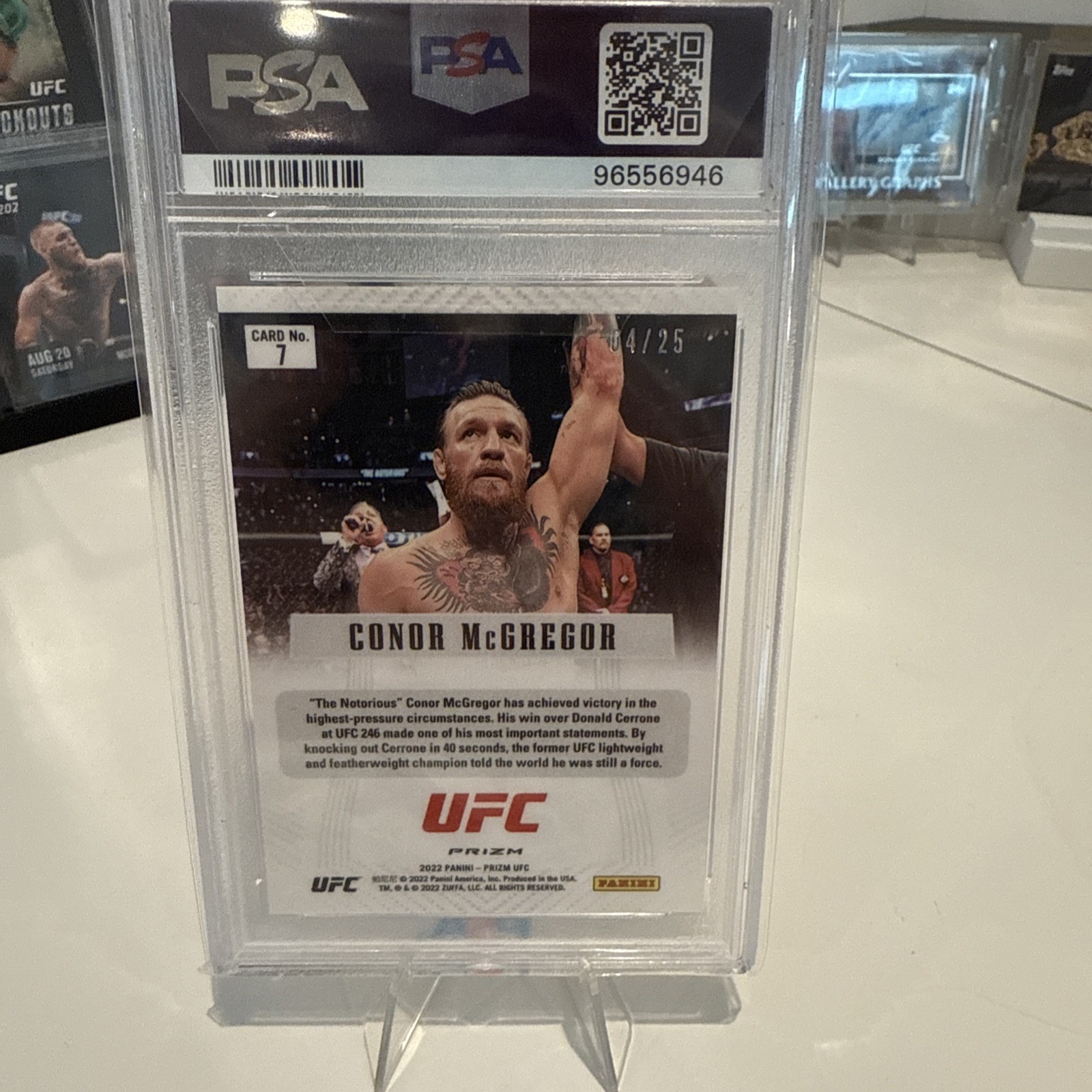 2022 Panini Prizm UFC Conor McGregor Flashback Mojo Prizm #4/25 PSA10 view 3