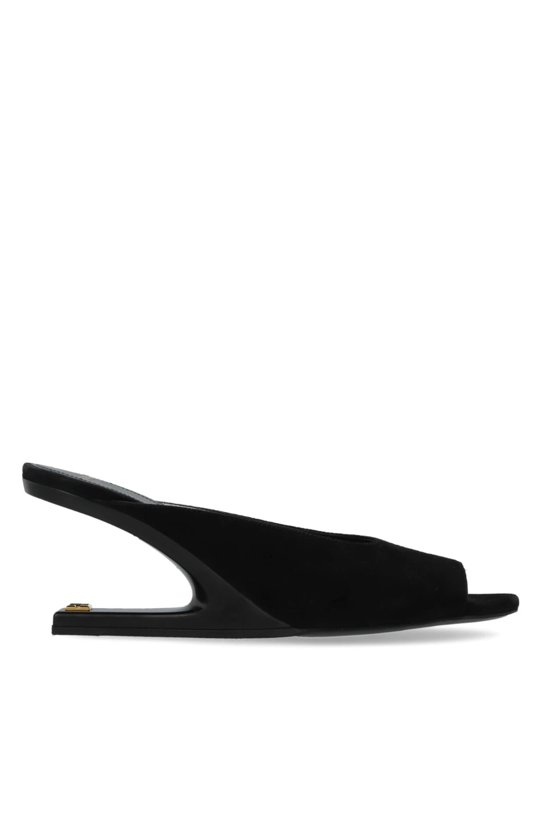 BALMAIN Black Suede Wedge Mules New & Authentic