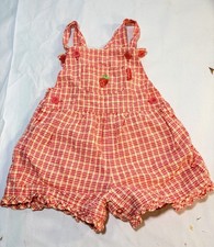 Vintage Oshkosh B gosh Strawberry Short Overalls Gingham Plaid 24 Months