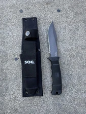 SOG Seal Pup Black Tactical Fixed Blade Knife w/ Nylon Sheath