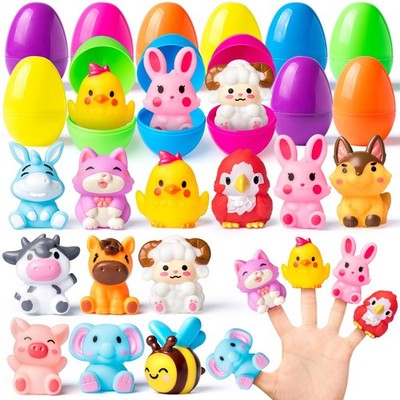 Prefilled Easter Eggs with Toys, 12 Pack Prefilled Easter Eggs with Finger Pu...