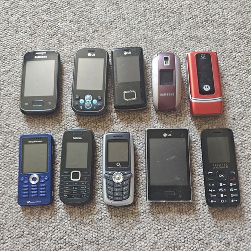 Job Lot Of 10 X mixed Mobile Phones For Spares Or Repairs Gold Recovery parts