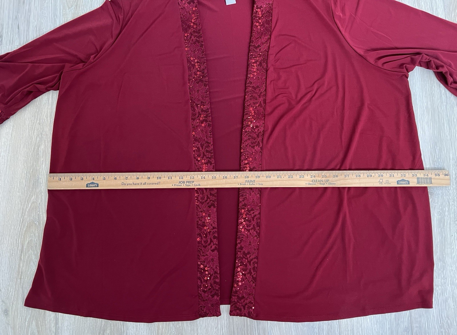 Catherines Sequin Lace Trim Red Open Front Cardig… - image 7