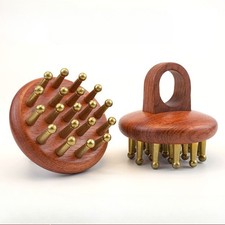 Head Meridians Massage Comb Copper Sandalwood Fine Tooth Needling Guasha Scalp