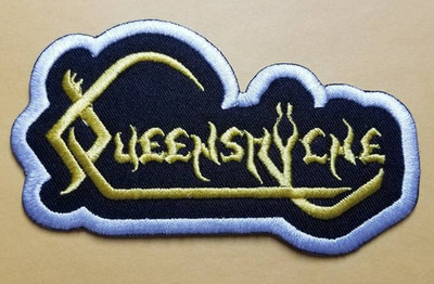 Queensryche Embroidered Patch Gold yellow Logo Iron On Sew On Approx 4.5x2.5''