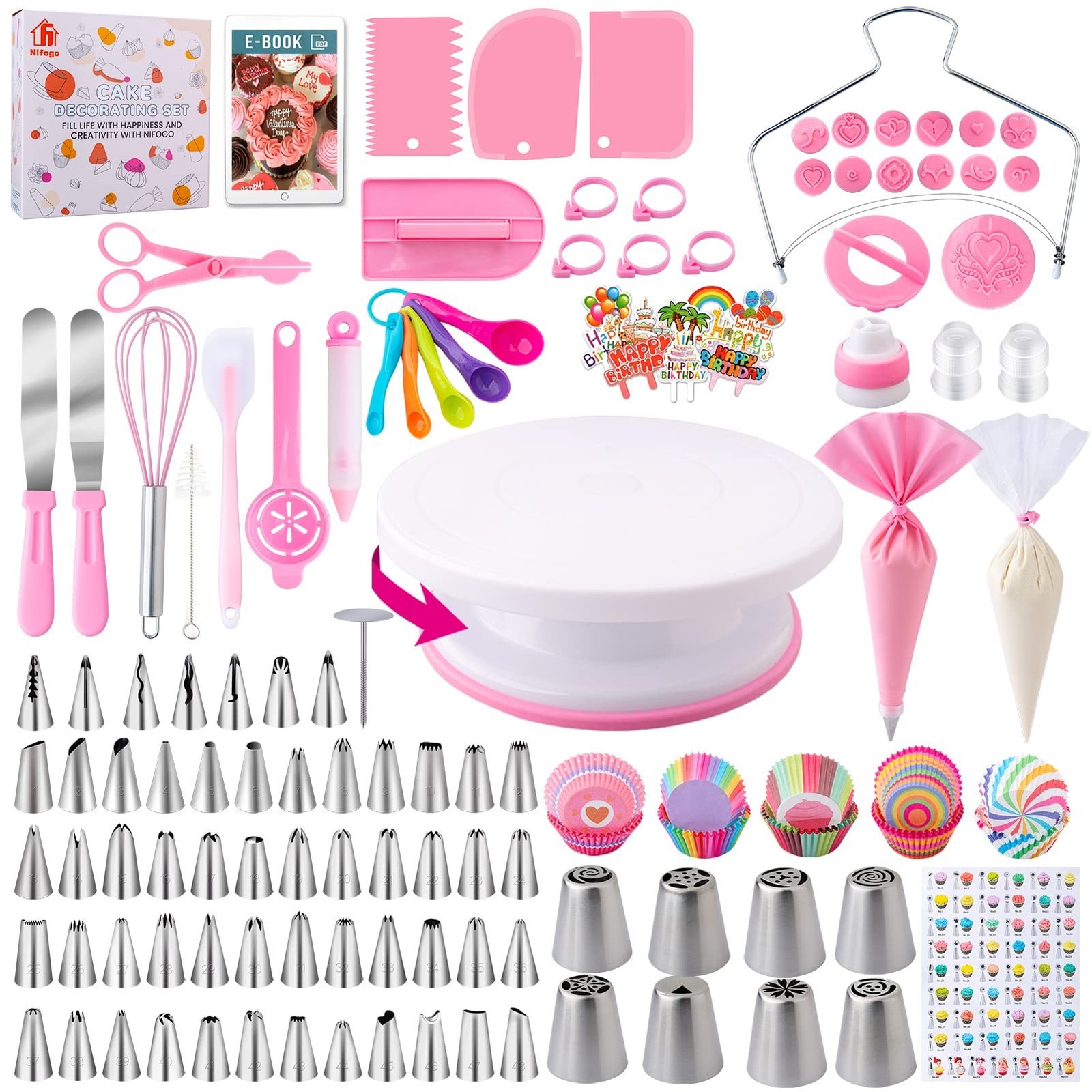 Nifogo 356pcs Cake Decorating Kit with Baking Accessories for Professional Bakers