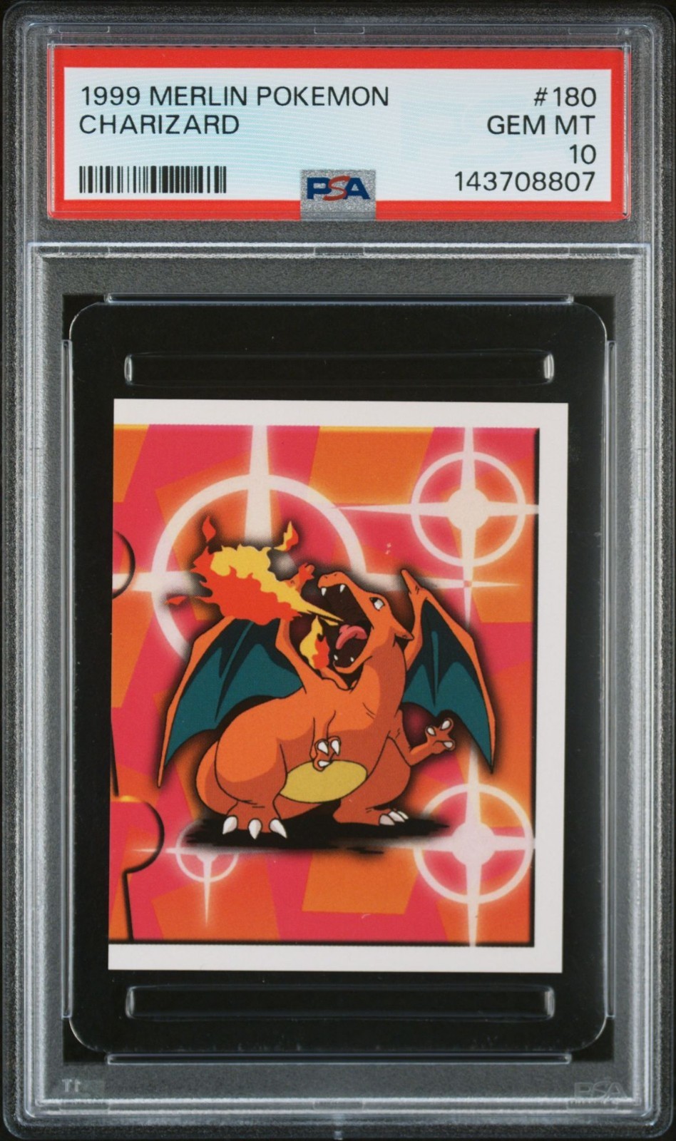 PSA 10 GEM MINT 1999 MERLIN POKEMON 180 CHARIZARD