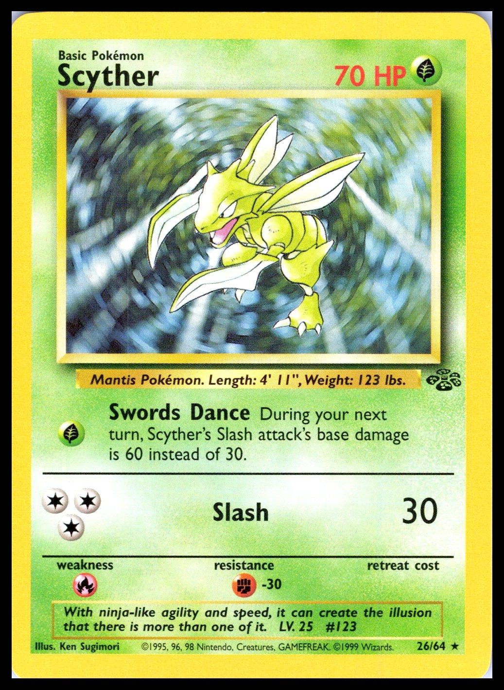 SCYTHER - Pokemon - Ken Sugimori 26/64 JU Jungle - Unlimited LP