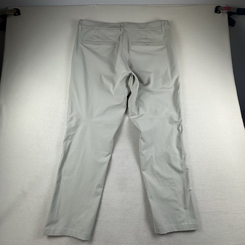 Lululemon Pants Mens 38 Cream ABC PANT Slim Fit Trouser Performance Warpstreme - Picture 7 of 12