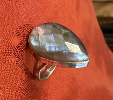 Silver Labradorite Ring Size 8 Cocktail Sterling .925
