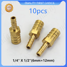 10 PCS Leakproof Brass Straight Hose Barb Union Splicer 1/4"x1/2" Fitting