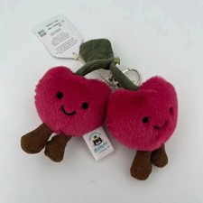 Jellycat Amuseables Cherries Bag Charm Plush Key Chain Cute Gift Accessory
