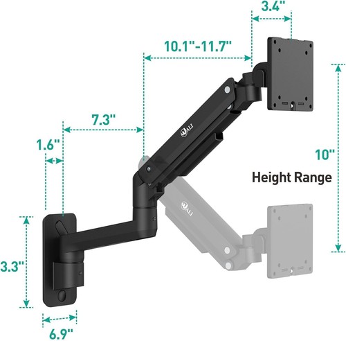 WALI Single Monitor Wall Mount for 17" to 49" Screen, Ultrawide Monitor Wall Mou - Picture 3 of 9