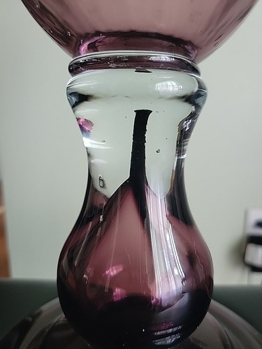 VTG Tall Amethyst Purple Optic Art Glass Pedestal Urn Vase w/ Bubbles,17 3/4" - Picture 5 of 6