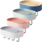  4 Pcs Bath Soap Holder Dishes for Bathroom Boxes Shower with Hook