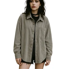 Wishlist Women’s Corduroy Shirt Shacket Oversized M Y2K Skater Soft Grunge