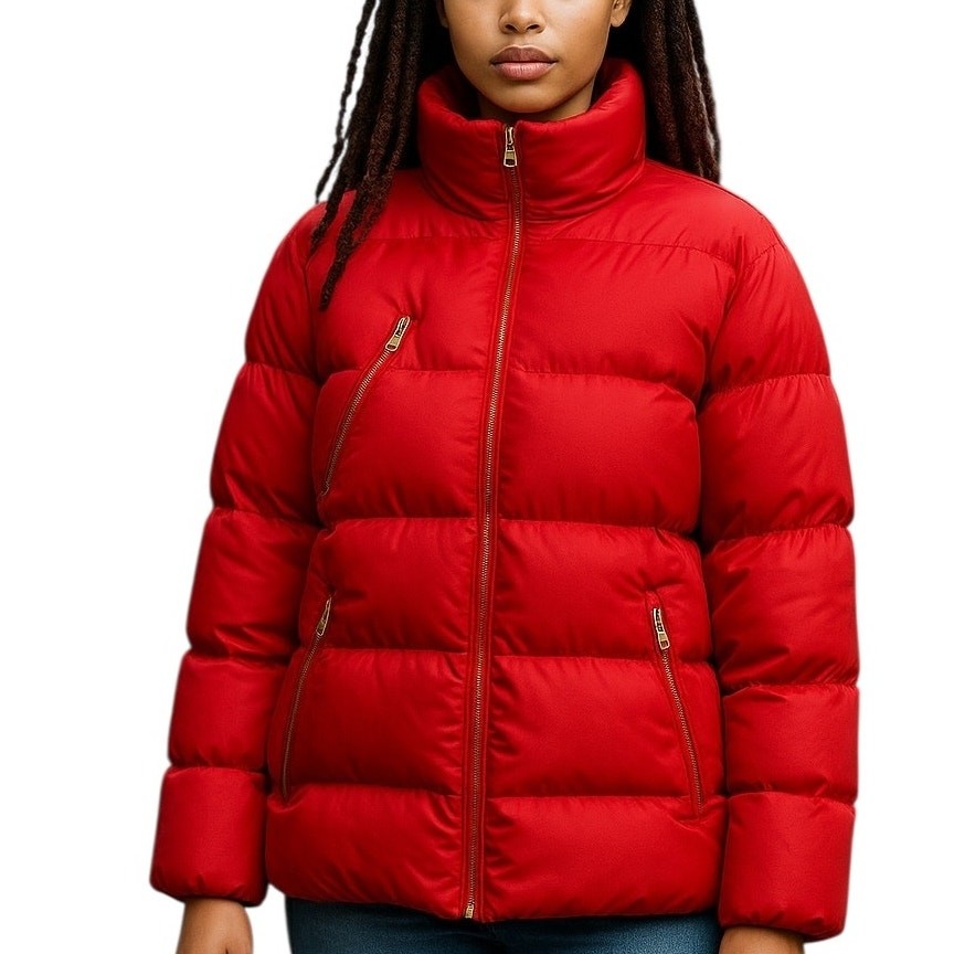 Lauren Ralph Lauren Satin Down Puffer Jacket Womans XL New Red Black Label