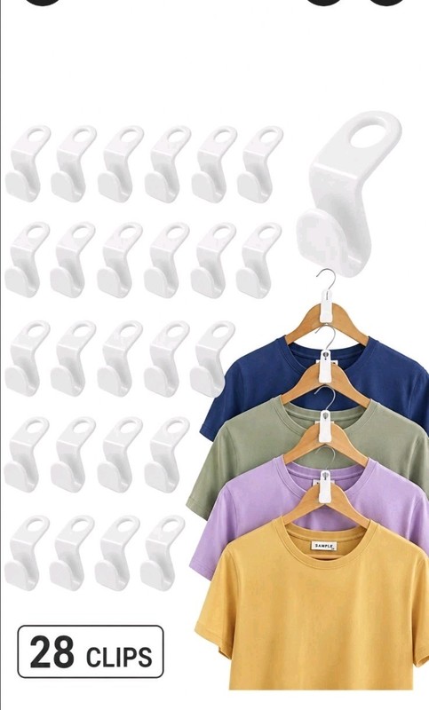 Clothes Hanger Connector Hooks, Plastic Cascading Hooks Extender Clips, Space 28