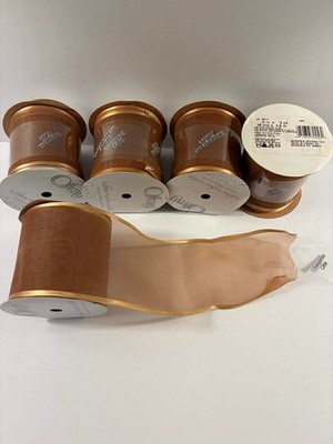 5X Offray Gold Sheer Wired Ribbon 3'' x 5 Yards Metallic Edge Craft Bow Gift Wrap