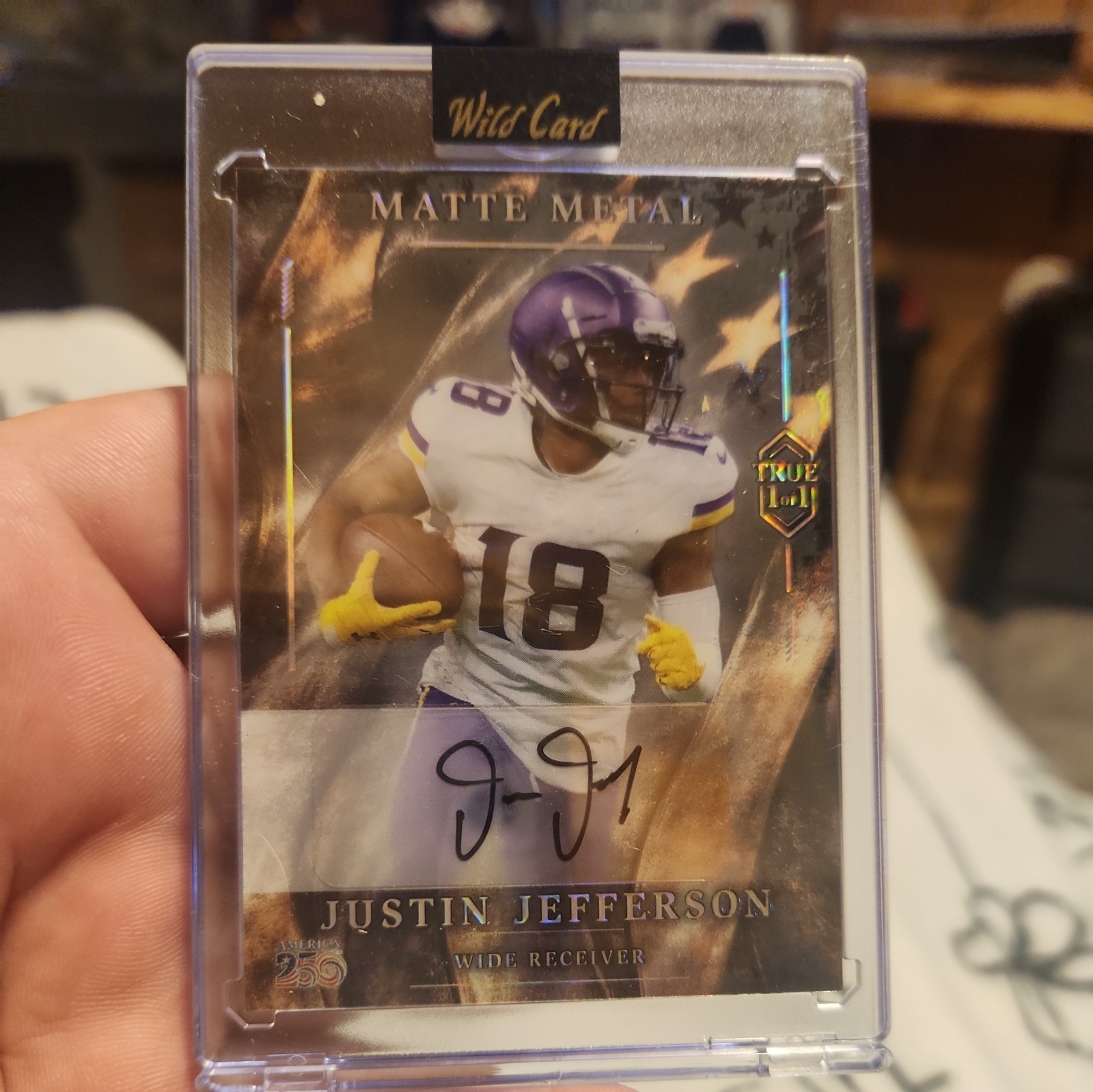 Justin Jefferson True 1/1 Auto  Case Hit Vikings LSU Football 1 Of 1
