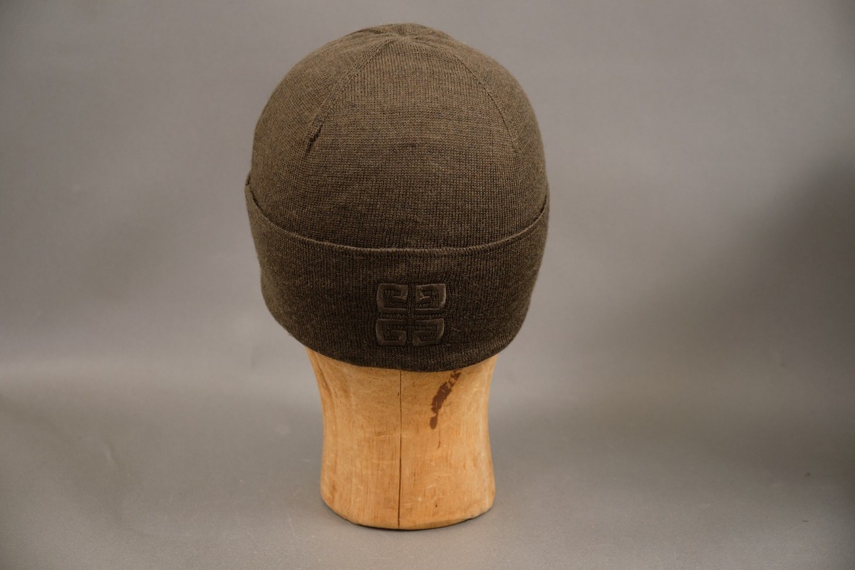 Givenchy Camel Ribbed Knit Beanie GIVENCHY Paris Ribbed Knit Beanie 100% Wool - Dark Olive  main image 2