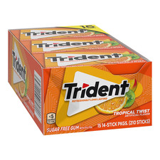 Trident Tropical Twist Sugar-Free Gum, 15 pk./14 ct. (NO SHIP TO CA STATE)