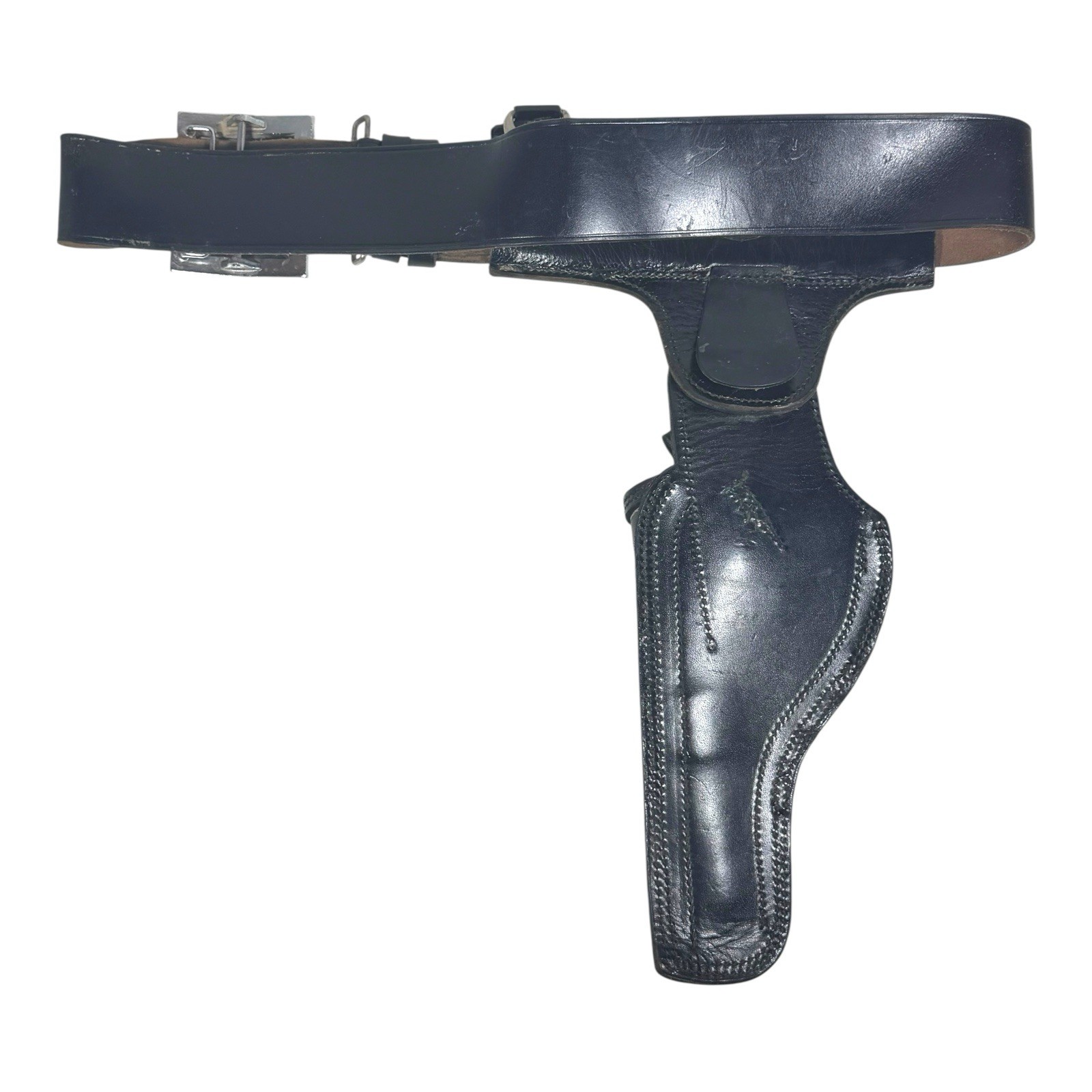 Vintage Black JAY-PEE Genuine Cowhide Ammo Belt Sz 38 w/ Patrolman Holster