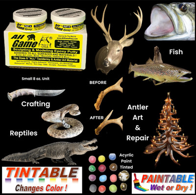 ALL GAME TAXIDERMY 2 Part EPOXY  - Sculpt Carve Form Fill Create It  1/2 lb Unit