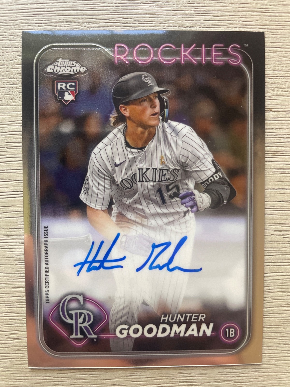 2024 Topps Chrome Hunter Goodman RC Auto #RA-HG Colorado Rockies
