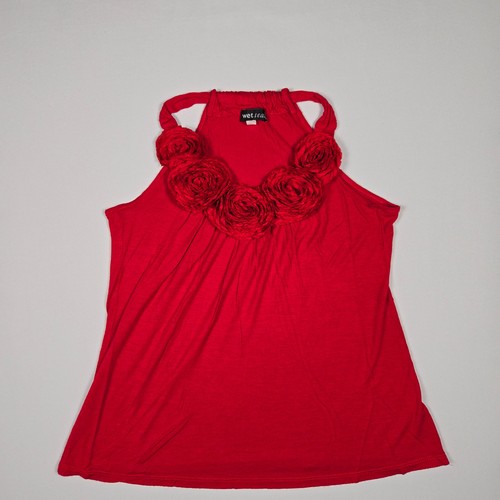 Vintage Wet Seal Red Floral Rosette Tank Top Womens Small Sleeveless Y2K Retro - Picture 3 of 7
