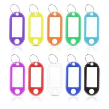 50 Pack Plastic Key Tags, Flexible Key Labels with Split Ring Label Window, Key
