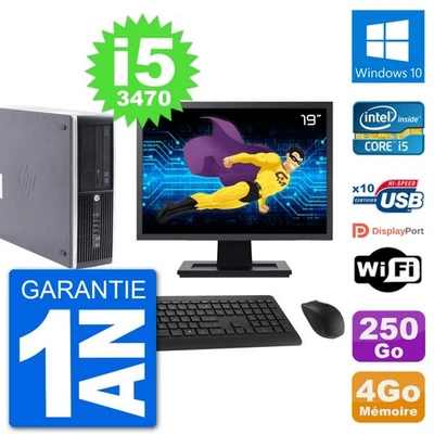 PC HP Compaq Pro 6300 SFF Ecran 19" i5-3470 RAM 4Go Disque 250Go Windows 10 Wifi - Photo 1/3