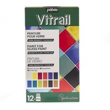 Coffret - Peinture pour verre - Vitrail - Pébéo - 12 x 20ml - Assortiment