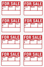 Car for Sale Sign for Car and Vehicles Auto Sales Size 9" X 12" 2-Line 8PC